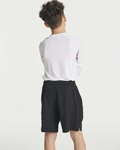 Real Essentials 3 Pack: Boys' 2 in 1 Swim Trunks with Compression Boxer Liner Stretch Beach Board Shorts Quick Dry (Age 4-18)3