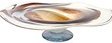 modernes Design Oberstdorfer Glashütte Übergroße Deko Schale farbige Glasschale runde Zierschale braun beige Weiss marmoriert mit welligem Rand mundgeblasen Durchmesser ca. 35 cm, Höhe ca. 10 cm