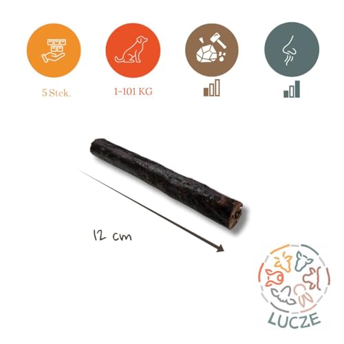 Lucze, Welpensnacks für Hunde, Hypoallergenic Leckerlis 30 Stück x 12cm, Natürliche Kaurollen, Trockenfleisch in Kollagenhülle, Eigenherstellung