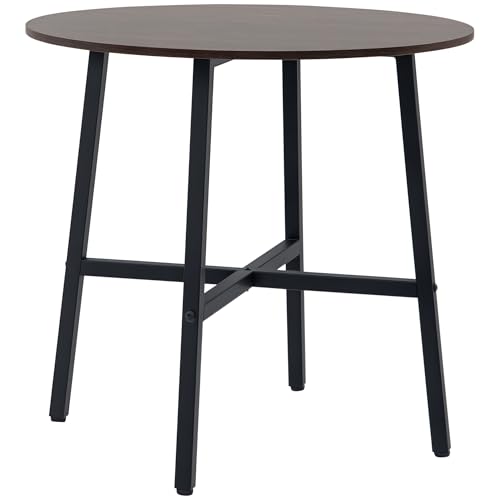 HOMCOM Esszimmertisch Esstisch Küchentisch für 4 Personen, Wohnzimmertisch im Moderndesign für Esszimmer, Küche, Stahl, Braun, 80 x 80 x 76 cm
