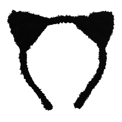 Serre-tête oreilles de chat en peluche, bandeau noir Halloween pour femme et fille