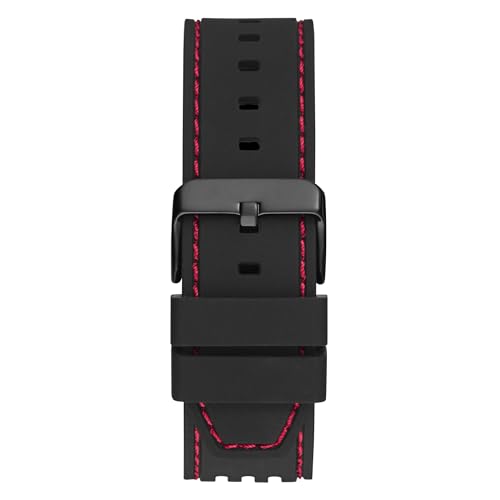 Image of GUESS Gt Phoenix Analog Watch for Man with Black Rectangle Dial & Black Silicone Strap Band Water Resistant Men's Wrist Watches - GW0499G4