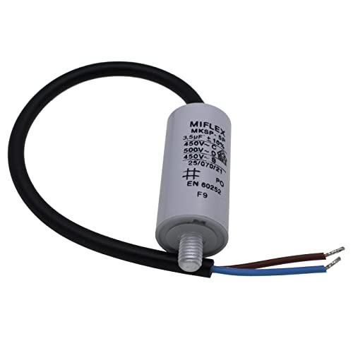 Condensateur de Moteur 3,5μF 450 V 25 x 53 mm Filetage M8, Miflex 3,5uF Cover