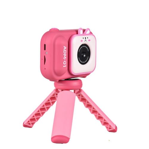 PokFhgur S11 48MP Soporte de Mano HD Cámara para Niños de Doble Lente con Soporte para Foto y Video Cámara Multifuncional Fija, Rosa