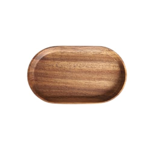 Image of Simplicity Solid Wood Oval Small Tray, Tea Plate, Afternoon Dim Sum Plate Tableware, Coffee Dessert Wood Plate (Robinia pseudoacacia Wood)