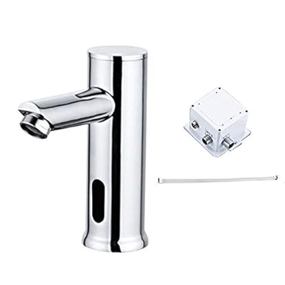 Foto di Rubinetto per lavabo, cucina elettrica, bagno, sensore automatico a batteria, in ottone, rubinetto per acqua fredda Deck montato Home Modern Rustproof Single Hole Accessori