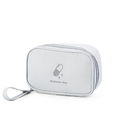 Portable First Aid Bag Multifunctional Medicine Storage Case Pouch Oxford Cloth Waterproof Emergency Medical Bag for Travel Business Hiking Camping Outdoor Activities (S Gray)