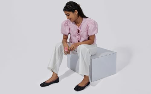 Image of Neeman's Metallic Square Flats for Women | Ballerinas & Slip On Casual Shoes| Comfortable & Flexiable