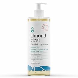 Almond Clear Face & Body Wash | Skin Care for Acne and Folliculitis-Prone Skin - Gentle Acne Face & Body Wash, Exfoliating Cleanser with Mandelic Acid | 17.25 oz