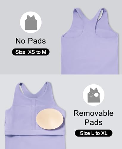 Image of DOCUMO Girls Tank Tops Double Lined Racerback Crop Tops for Kids Sleeveless Workout Tops for Dance, Yoga, Running, Sports