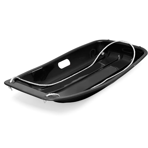 Best Choice Products 35in Kids Plastic Toboggan Snow Sled w/Pull Rope, 2 Handles - Black by Best Choice Products - Image 2