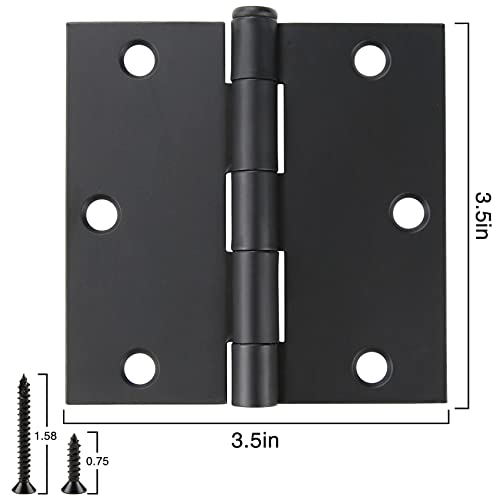 Jiw JIW-04-RH35-SQ-BK18 18 Pack Matte Black Door Hinges 3.5 X 3.5 Inch, Interior Door Hinges, Heavy-Duty Black Hinges With Square Corners thumb #1