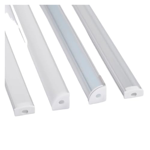 Canal de aluminio LED 0,5m en U/V para tiras 3528 5050 con 30 piezas y cubierta transparente