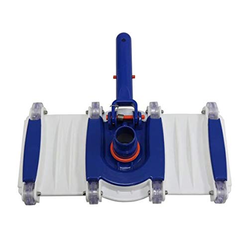 ngzhongtu Weighted Flexible Concrete Swimming Pool Vacuum Head With Swivel Hose Connection & Aluminum Spring Action Pole Handle - Blue And White