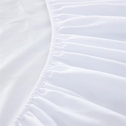 Spannbettlaken 180x200cm Matratzenbezug Wasserdichtes Bettlaken aus Vollpolyester-Strickstoff Matratzenauflagen & Topper (White 180x200) – Bild 4
