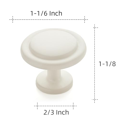 image for Ravinte 10 Pack 1-1/4 Inch Kitchen Cabinet Knobs White Frosted Zinc Pu