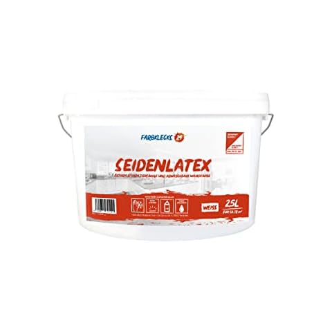 Farbklecks24 Seidenlatex (versch. Größen) weiss, Innenfarbe, Seidenglänzend (2,5L), abwischbare Latexfarbe, Küchenfarbe, Badfarbe Cover