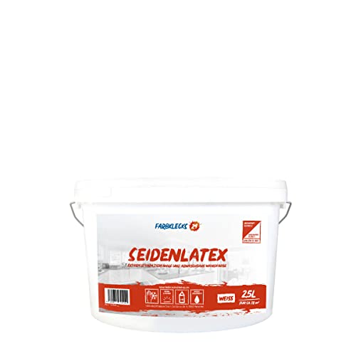 Farbklecks24 Seidenlatex 2,5L weiss, Latexfarbe, abwaschbare Wandfarbe, Küchenfarbe, Badfarbe (versch. Größen)
