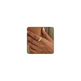 MARYLAX Gold Rings for Women, Non Tarnish 14K Gold Plated Stackable Finger Ring, Chunky Statement Ring Band CZ Pinky Ring Stocking Stuffers Jewelry Birthday Christmas Gifts for Her