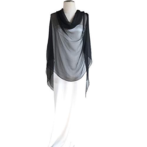Pure Silk Chiffon Shawl/scarf, Oblong Size 76" L x 34" W, Solid Black3