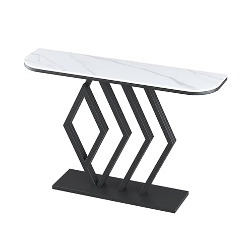 Genérico Consola de Entrada Moderna, Mesa Auxiliar Industrial con Estructura de Metal, Elegante Mesa de recibidor para salón y Entrada (Blanca, 80 x 30 cm/31,5 x 12 Pulgadas)