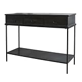 Style : Maison de campagne Table console desserte en fer noir antique 123 x 41 x 91 cm