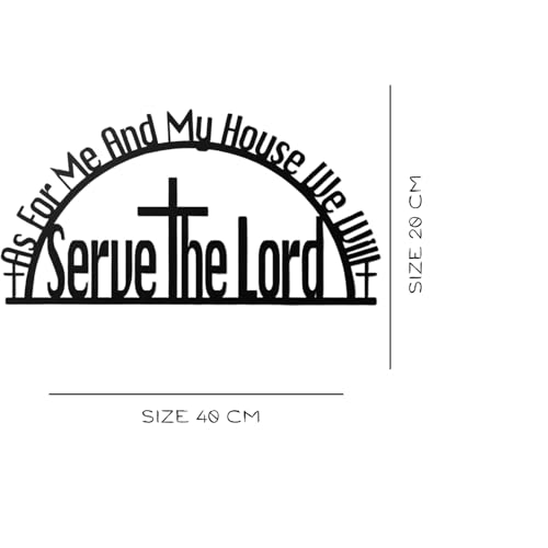 Image of BLIND SHOP As For Me and My House We Will Serve The Lord Wall Sign | Christian Metal Wall Art for Home Decor | Wall Sculpture Home Decoration | Metal Art | Metal Wall Art (45 x 43x 1.5 CM)