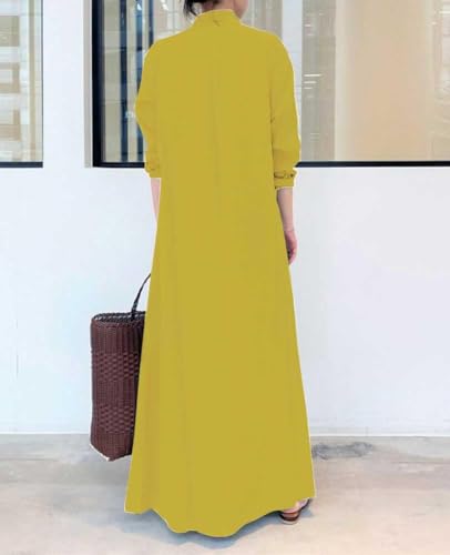 chouyatou Women's Basic Loose Fit Long Sleeve Button Up Maxi Shirt Dress with Pockets3