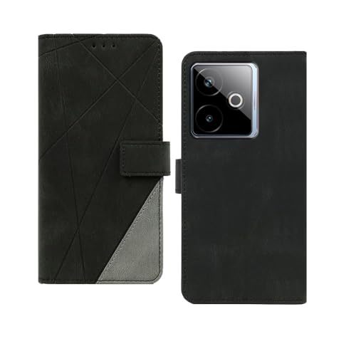 Image of amazon basics Realme GT 7T 5G Flip Cover | Card Pockets Wallet & Stand | Flip Cover for Realme GT 7T 5G (Black with Grey)