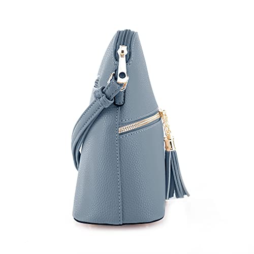 Image of SG SUGU Lunar Lightweight Medium Dome Crossbody Bag Shoulder Bag with Tassel | Zipper Pocket | Adjustable Strap