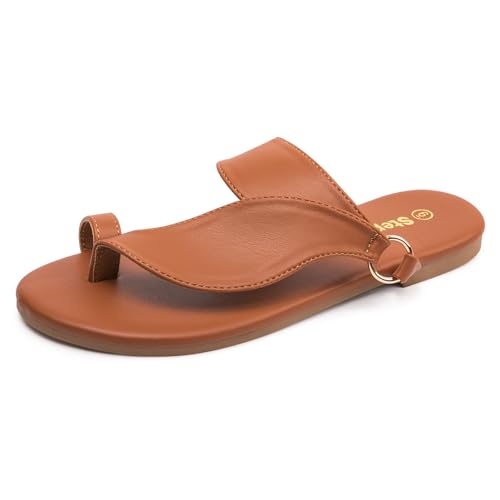Women's Toe Loop Slide Sandals - Comfortable Slip-On Summer Flats, Lightweight and Stylish for Beach, Travel, and Daily Wear2