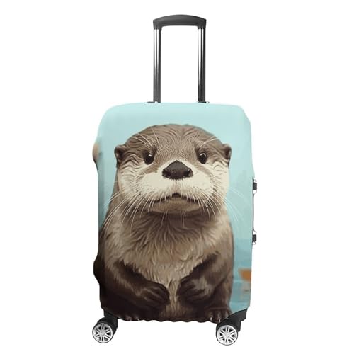 Cute Otter Travel Luggage Cover Anti-scratch Suitcase Cover Elastic Suitcase Protective Cover Fits 19-32 Inch Luggage XL