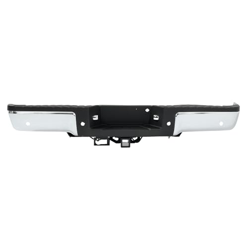 ALMULOO Rear Step Bumper Compatible with 2009 2010 2011 2012 2013 2014 Ford F150 Styleside Bed with Reverse Sensor or Not Hitch Towing Package Replacement for 9L3Z17906A-PFM Silvery