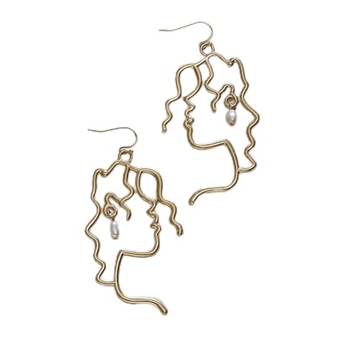 Pendientes de plata para mujer, diseño simple de metal hueco, asimétrica irregular, estatua abstracta, cuerpo, cara, curva, aretes de gota para mujer, regalo para novia, esposa, hermana, hija, madre