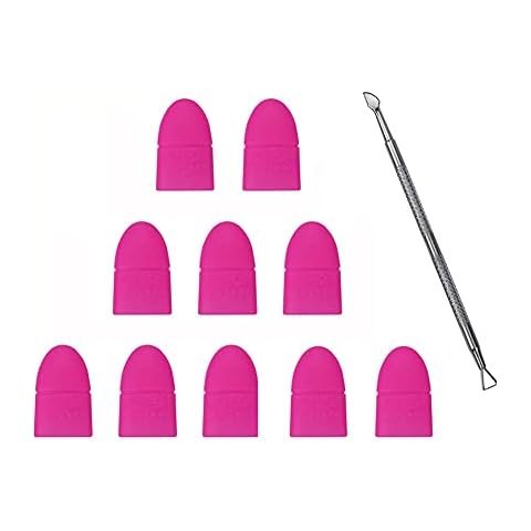 ATOMUS 10Pcs/Set Nail Art Soak Off Clip Cap Silicone UV Gel Polish Remover Wrap Nail Cuticle Pusher Manicure Cleaning Varnish Tool Reuseable Cover