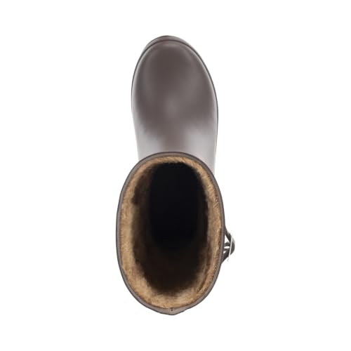 Image of Chooka Women's Waterproof Mid-Height Faux Fur Lined Pull-On Rain Boot | Ladies street style rubber boots, cozy plush interior, built for puddles, comfort insole, styled for every wet rainy day