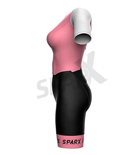 Sparx Aero Triathlon Suit Women Short Sleeve Tri Suit Women Running Swimming Cycling Skinsuit (Rose Pink, 2XL)