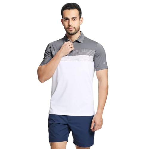 Rouen Polo Shirts for Men Quick Dry Regular Fit Casual Color Block Chest Print Active Short Sleeve Collared Mens Golf Shirt2