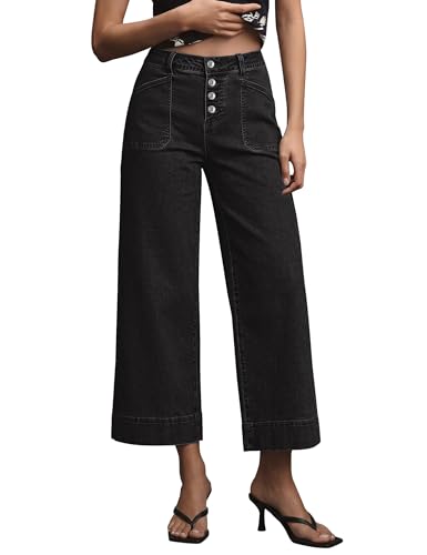 Luvamia Wide Leg Cropped Jeans for Women
