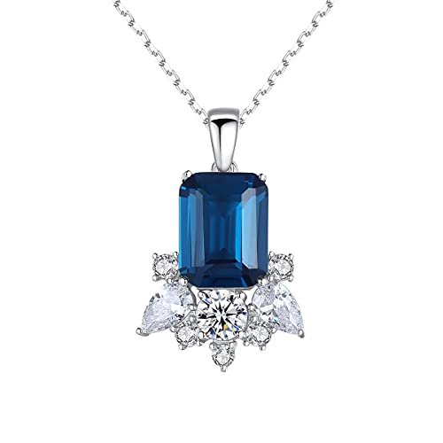 Collier carré bleu Noël précieux avec pendentif géométrique aux reflets intenses