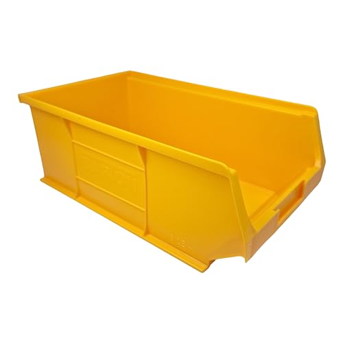 Yellow Storage Lin Bins | Tool Organiser Bin | Stackable Boxes for Garage | Wall Hanging Box | DIY Storage | Plastic Drawers (Large-350x205x132mm) (10 Bins)