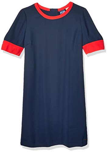 Tommy Hilfiger Women's Adaptive Colorblock Dress Magnetic Closure at Shoulders, Navy/Multi, Large