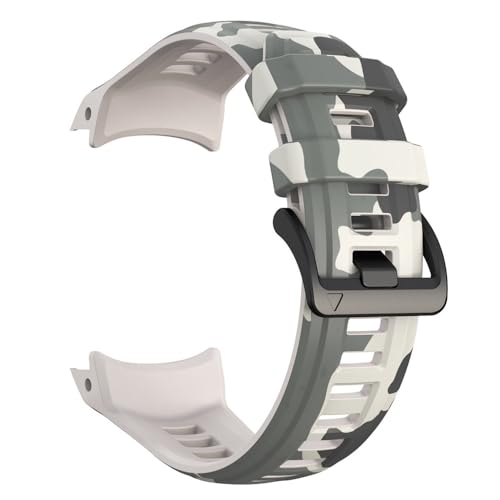 22mm 26mm 迷彩プリント ブレスレット Garmin Instinct 3用バンド Instinct E用リストバンド Garmin Fenix 8用ストラップ Approach S70用 グレーホワイト 迷彩 26mm