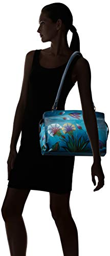 Anna By Anuschka Genuineleatherlarge Satchel Shoulder Bag Hand-Painted Original Artwork, Turkish Garden Denim #TOP5