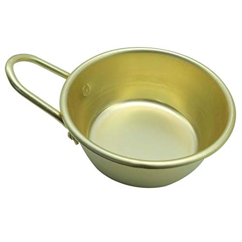Garasani 2 Pack Korean Traditional Wine Bowls, Korean Wine Bowl, Hiking Soup Dish, Aluminum, Yellow (4.7 Inches) #TOP6