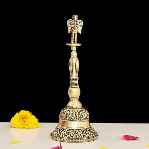 Image of INDICAST 5.5 Inches Brass Garuda Pooja Hand Bell | Puja Ghanti for Mandir | Handcrafted Pooja Bells for Home Temples and Spiritual Spaces (Weight- 160gm)