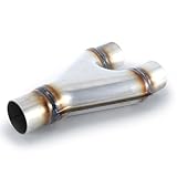 Exhaust Tip Exhaust Y Pipe 409 Stainless Steel Dual Exhaust Adapter Connector, 10 Inch Long Crossover Exhaust for Car Truck (Y Pipe, 2.25