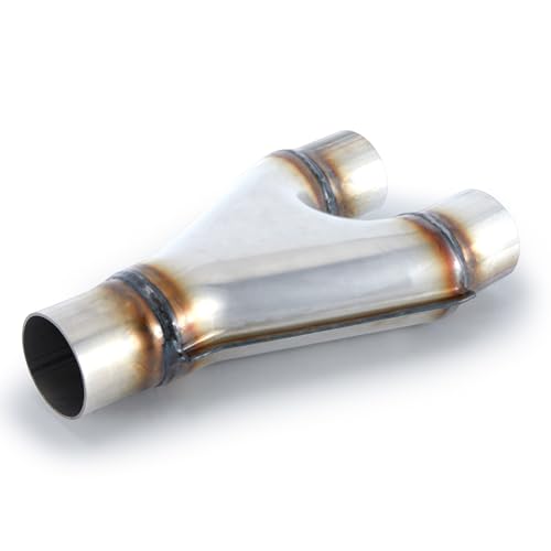 Exhaust Tip Exhaust Y Pipe 409 Stainless Steel Dual Exhaust Adapter Connector, 10 Inch Long Crossover Exhaust for Car Truck (Y Pipe, 2.25" to 2")