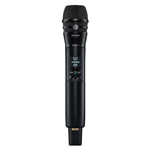 Shure SLXD2/K8B Handheld Transmitter with KSM8 Black Vocal Mic Capsule - for use with SLX-D Digital Wireless Microphone Systems, Receiver Sold Separately | H55 Band (SLXD2/K8B=-H55)