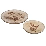 WHW Whole House Worlds Queen Ann Lace and Meadow Grasses Decorative Wooden Plates, Set of 2, Mango Wood, 8.75 and 11.75 Inches Diameter